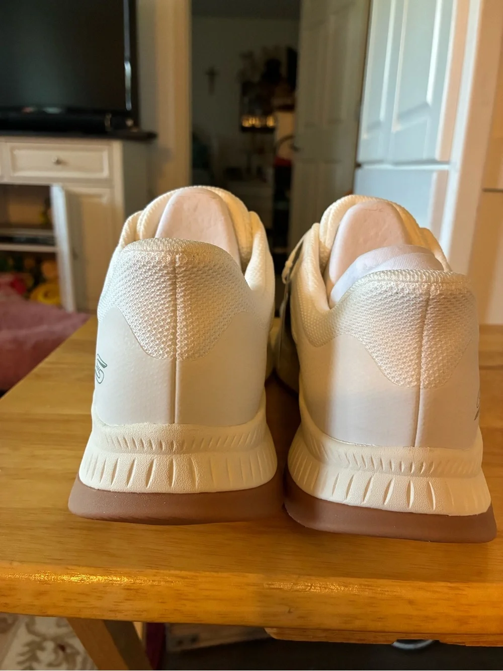 Skechers Women’s White Slip-Ins Sneakers with Brown Soles
